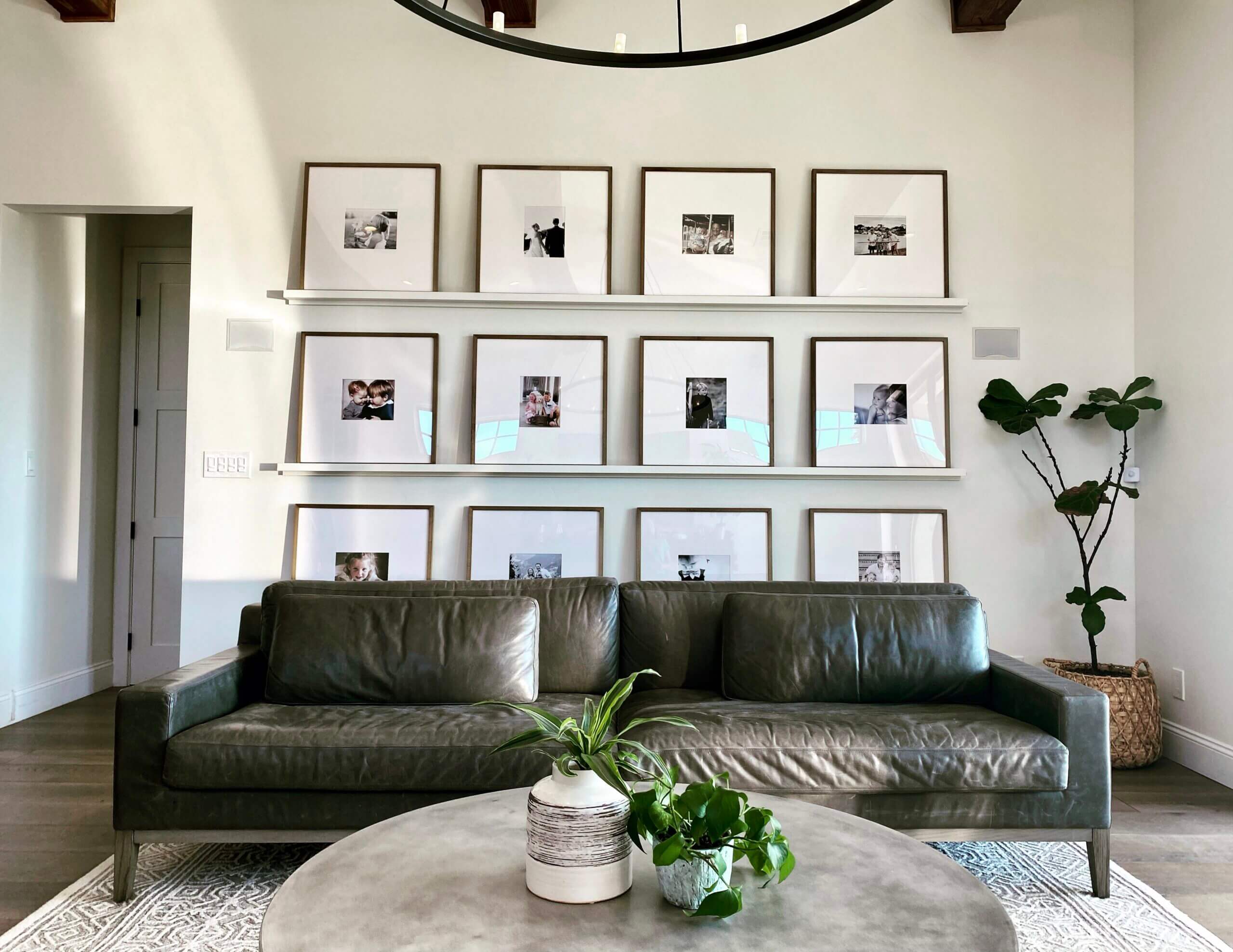 layered photographs in modern living room design